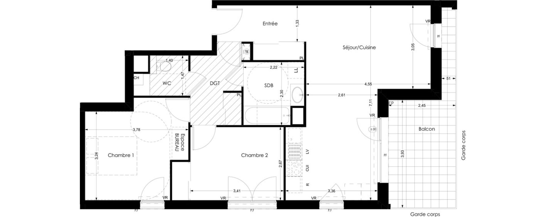 Appartement T3 de 66,76 m2 &agrave; Thonon-Les-Bains Rives - concise