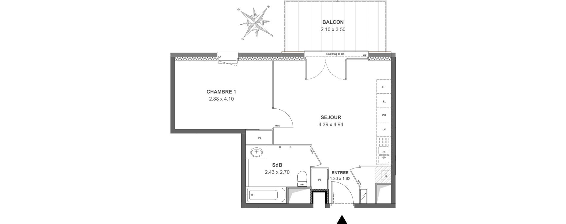 Appartement T2 de 42,72 m2 &agrave; Thonon-Les-Bains Rives - concise