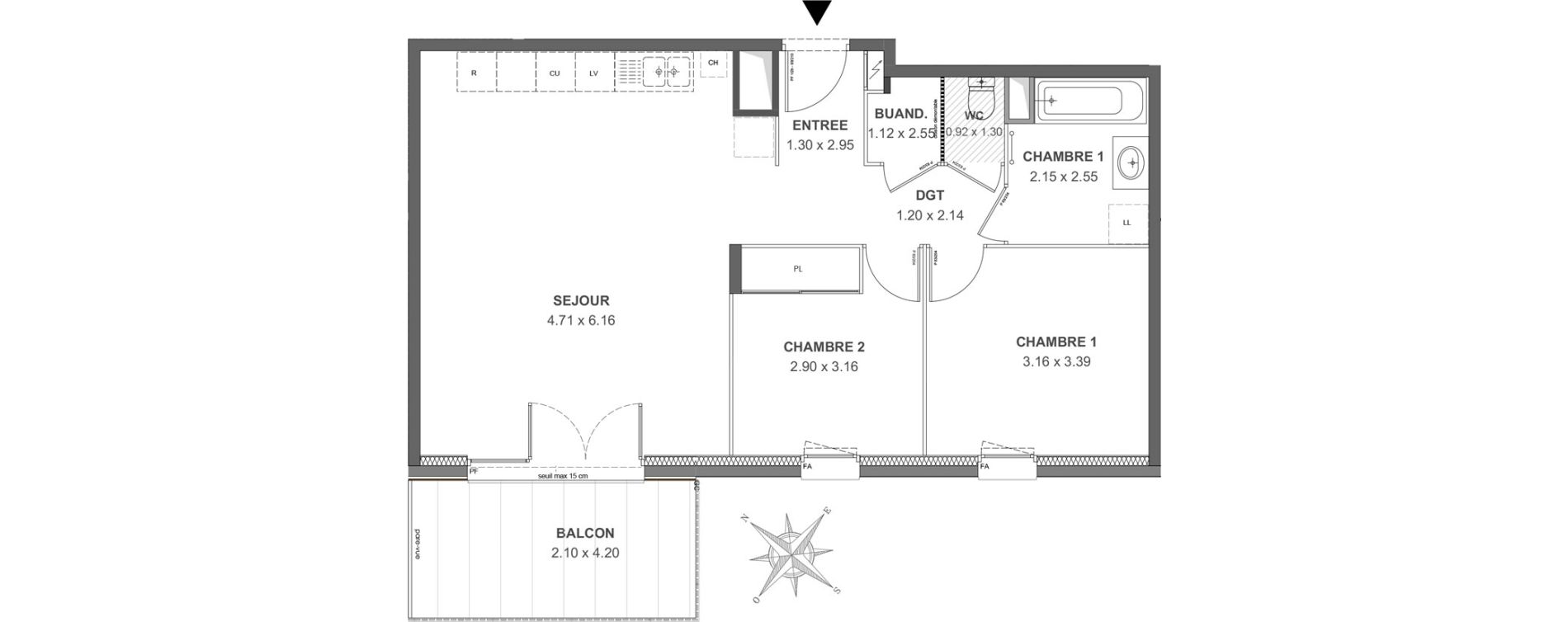 Appartement T3 de 64,50 m2 &agrave; Thonon-Les-Bains Rives - concise