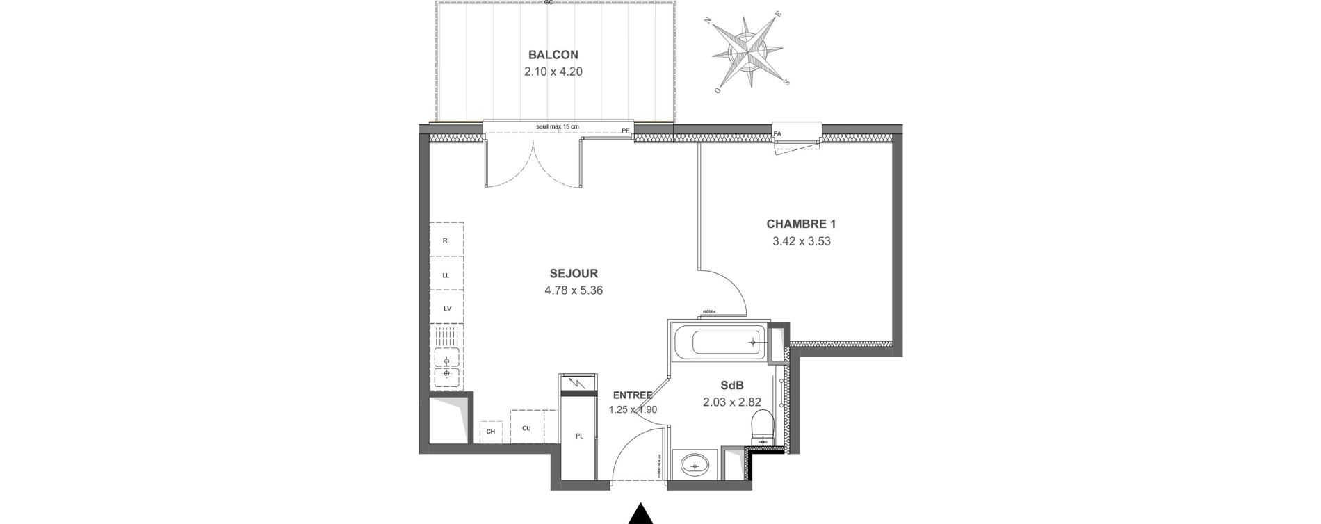 Appartement T2 de 40,84 m2 &agrave; Thonon-Les-Bains Rives - concise
