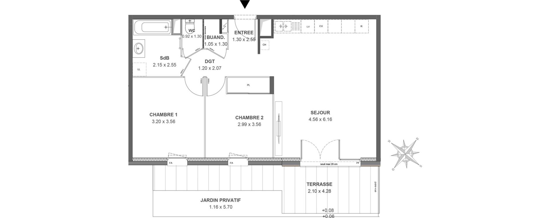 Appartement T3 de 64,53 m2 &agrave; Thonon-Les-Bains Rives - concise