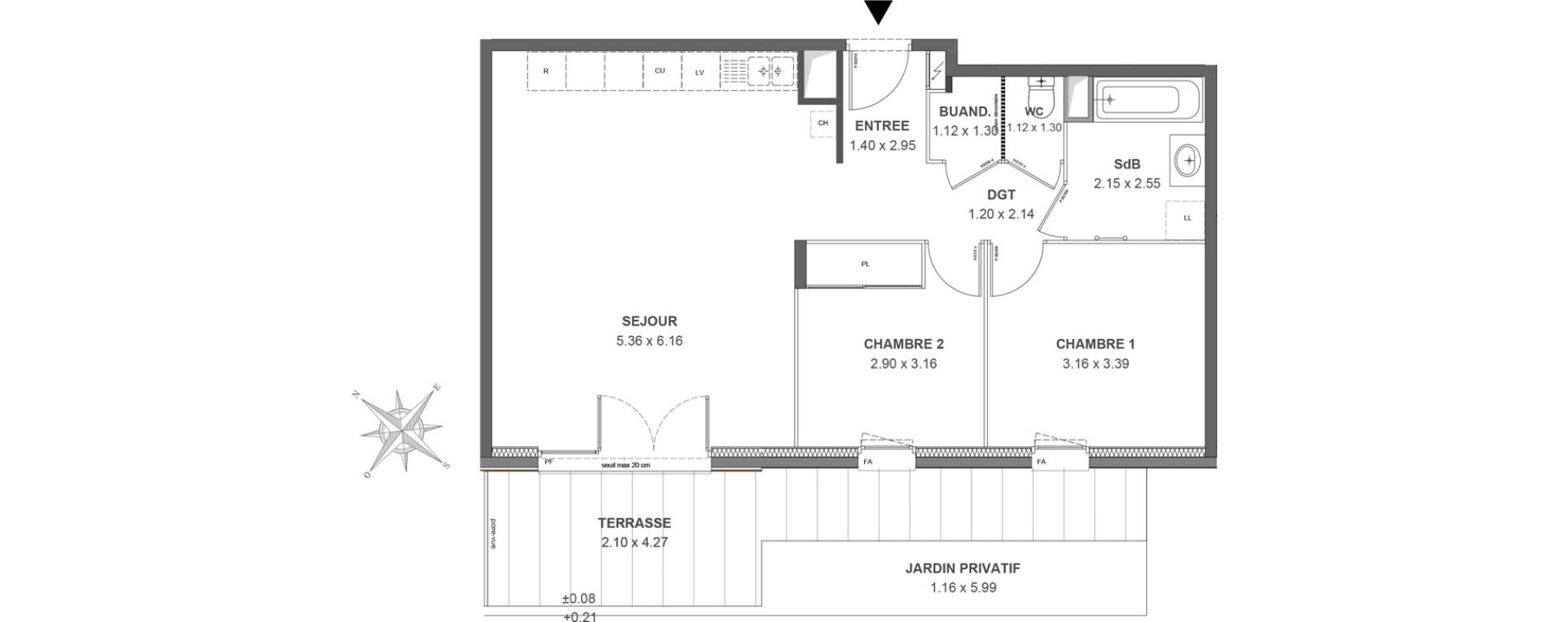 Appartement T3 de 64,49 m2 &agrave; Thonon-Les-Bains Rives - concise