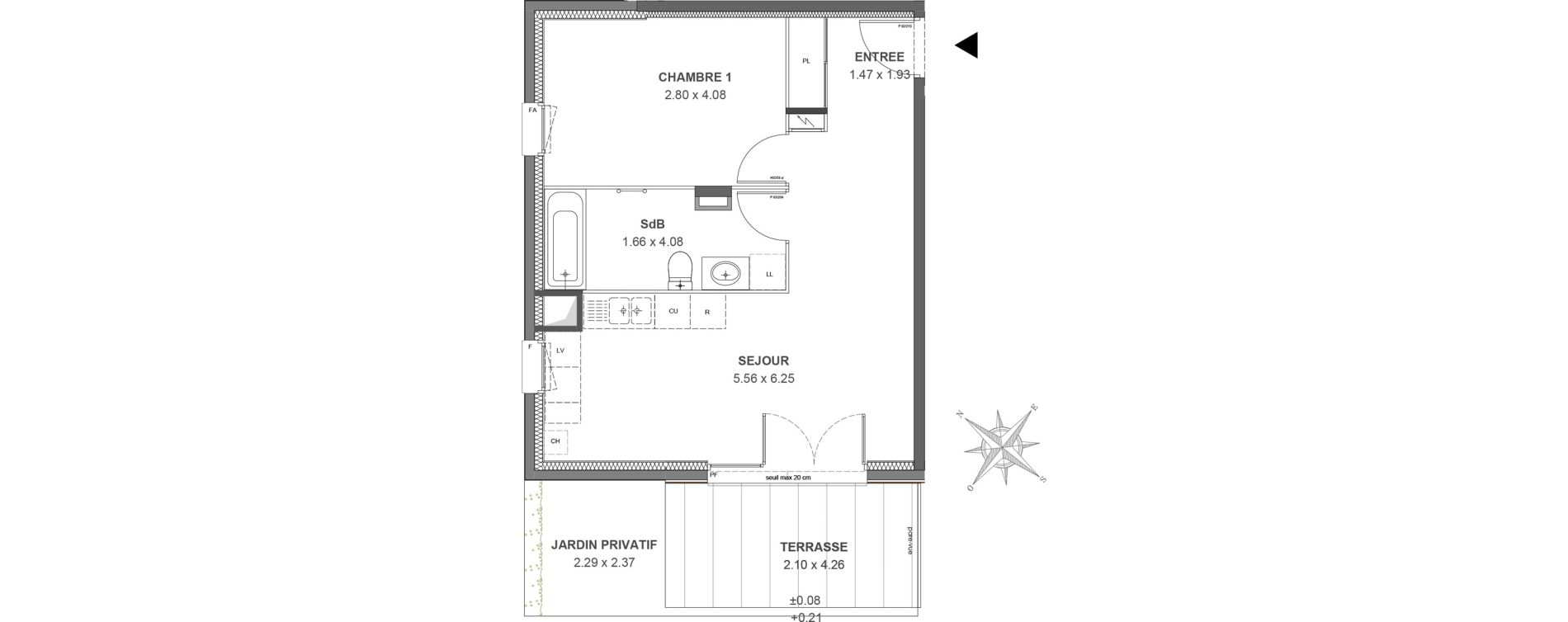 Appartement T2 de 45,22 m2 &agrave; Thonon-Les-Bains Rives - concise