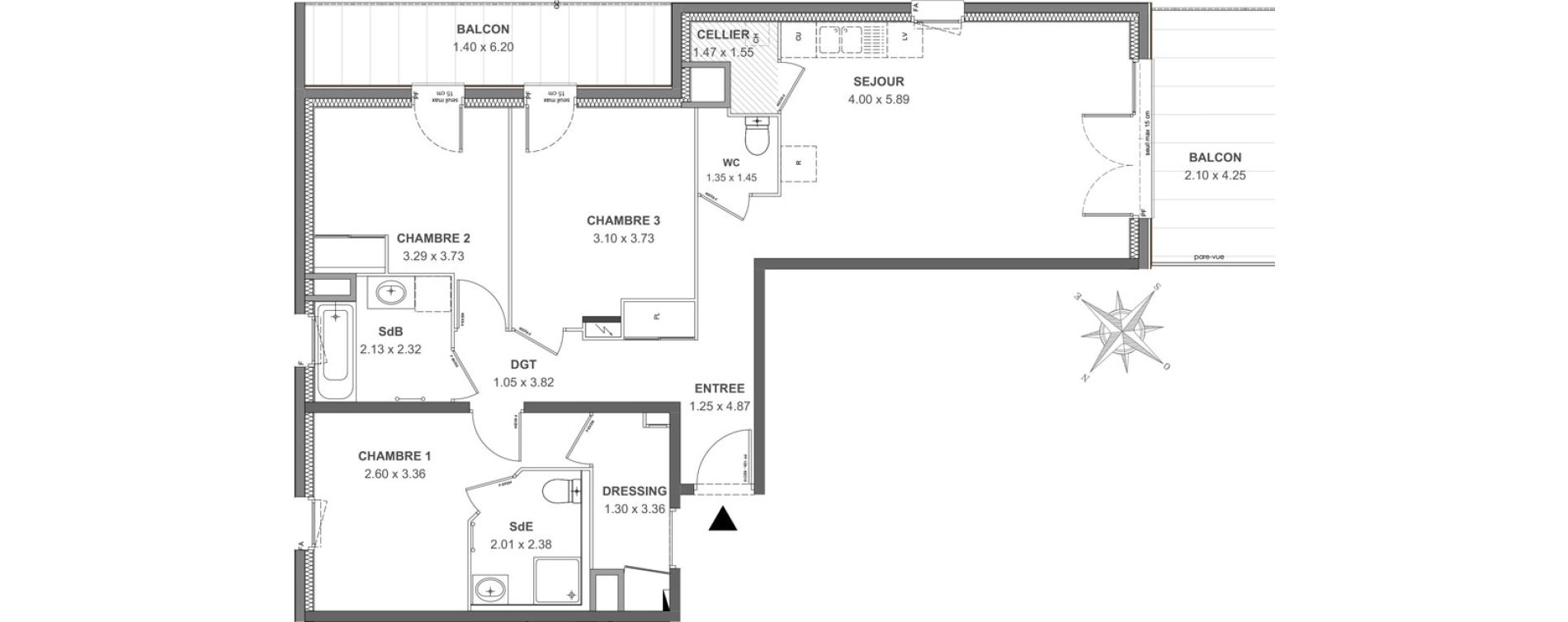 Appartement T4 de 82,36 m2 &agrave; Thonon-Les-Bains Rives - concise