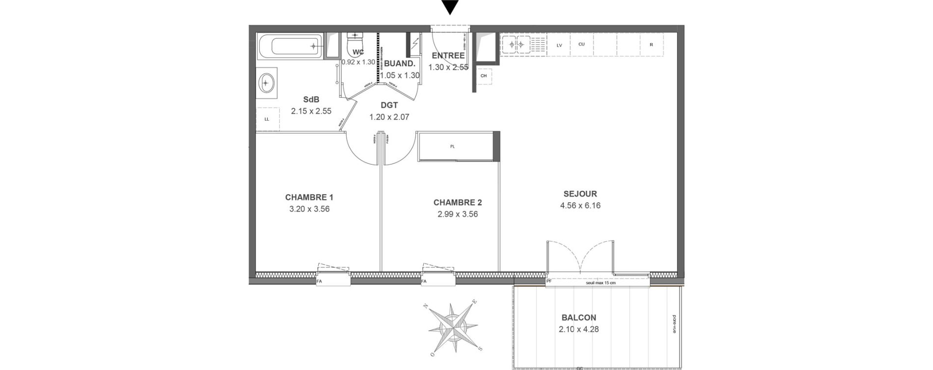 Appartement T3 de 64,53 m2 &agrave; Thonon-Les-Bains Rives - concise