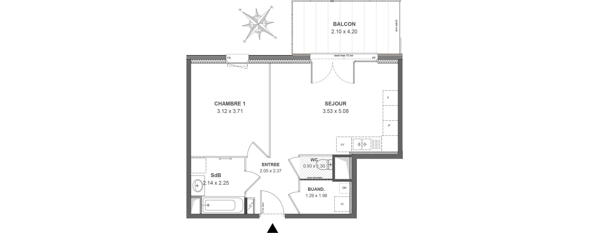 Appartement T2 de 42,89 m2 &agrave; Thonon-Les-Bains Rives - concise