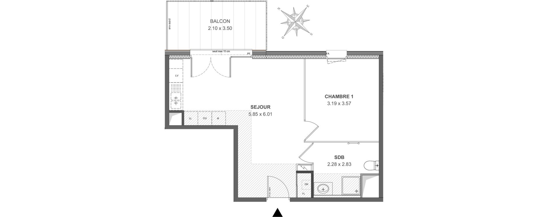 Appartement T2 de 43,06 m2 &agrave; Thonon-Les-Bains Rives - concise