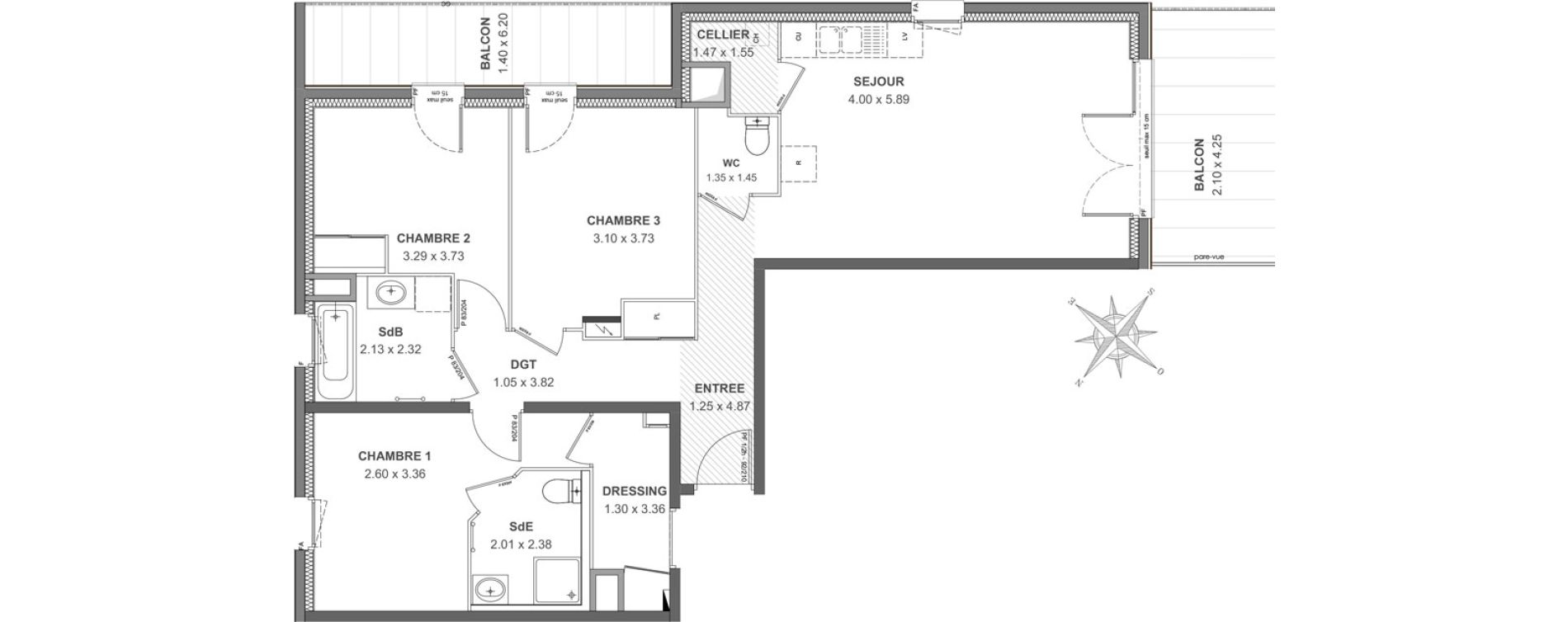 Appartement T4 de 82,36 m2 &agrave; Thonon-Les-Bains Rives - concise