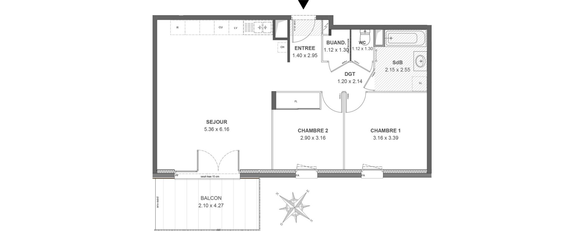 Appartement T3 de 64,49 m2 &agrave; Thonon-Les-Bains Rives - concise