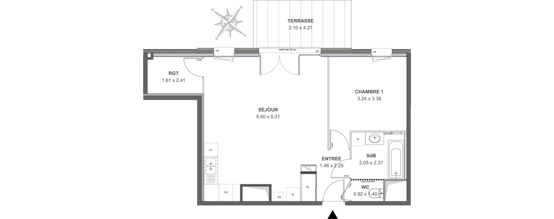 Appartement T2 de 56,43 m2 &agrave; Thonon-Les-Bains Rives - concise