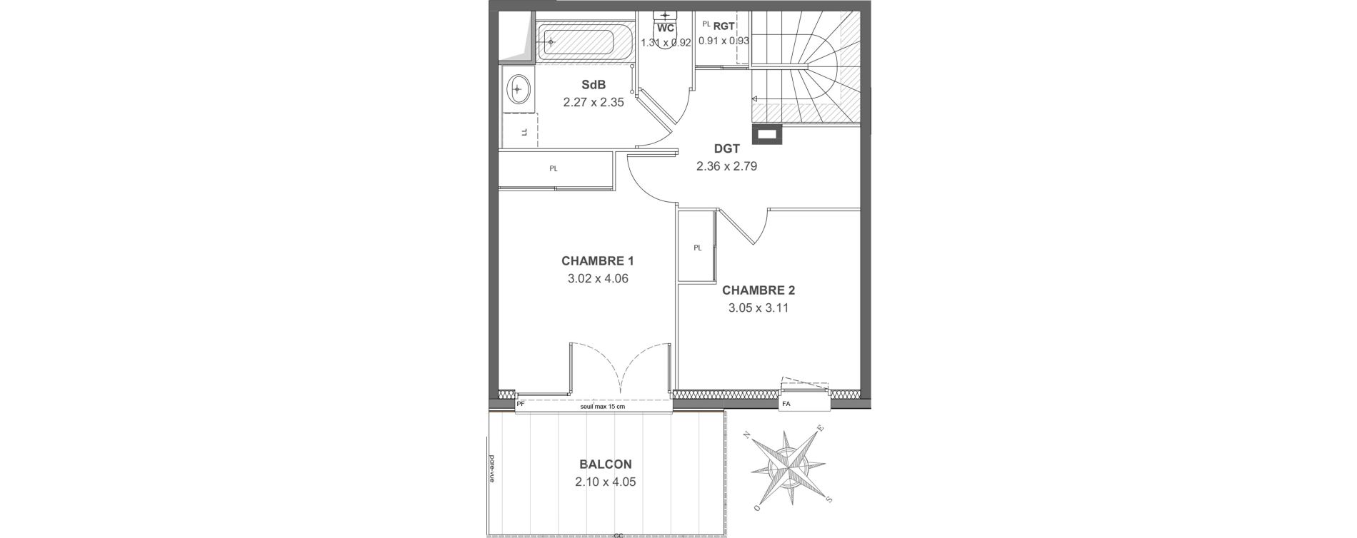 Appartement T3 de 69,64 m2 &agrave; Thonon-Les-Bains Rives - concise