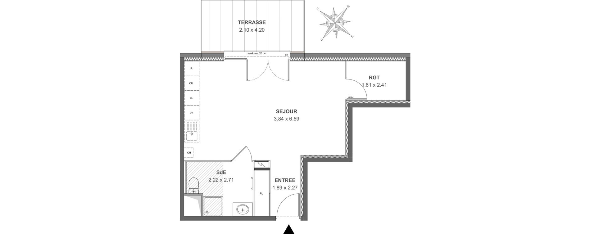 Appartement T1 de 39,57 m2 &agrave; Thonon-Les-Bains Rives - concise