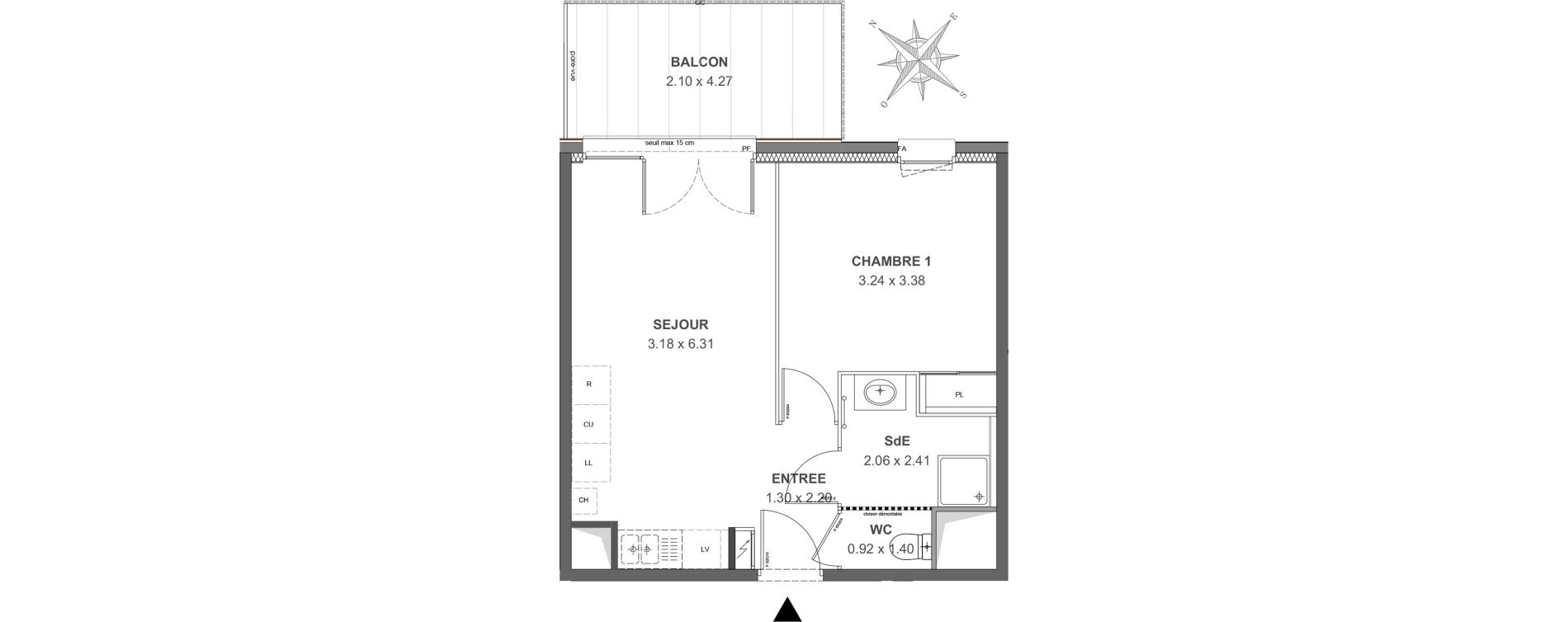 Appartement T2 de 39,20 m2 &agrave; Thonon-Les-Bains Rives - concise
