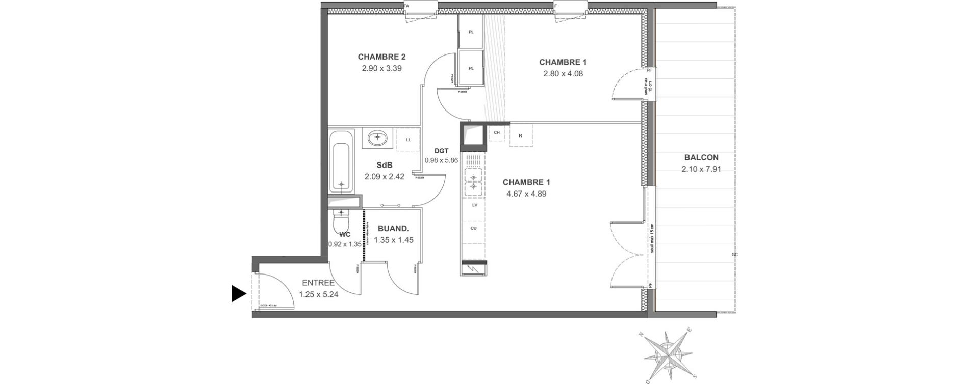 Appartement T3 de 63,10 m2 &agrave; Thonon-Les-Bains Rives - concise