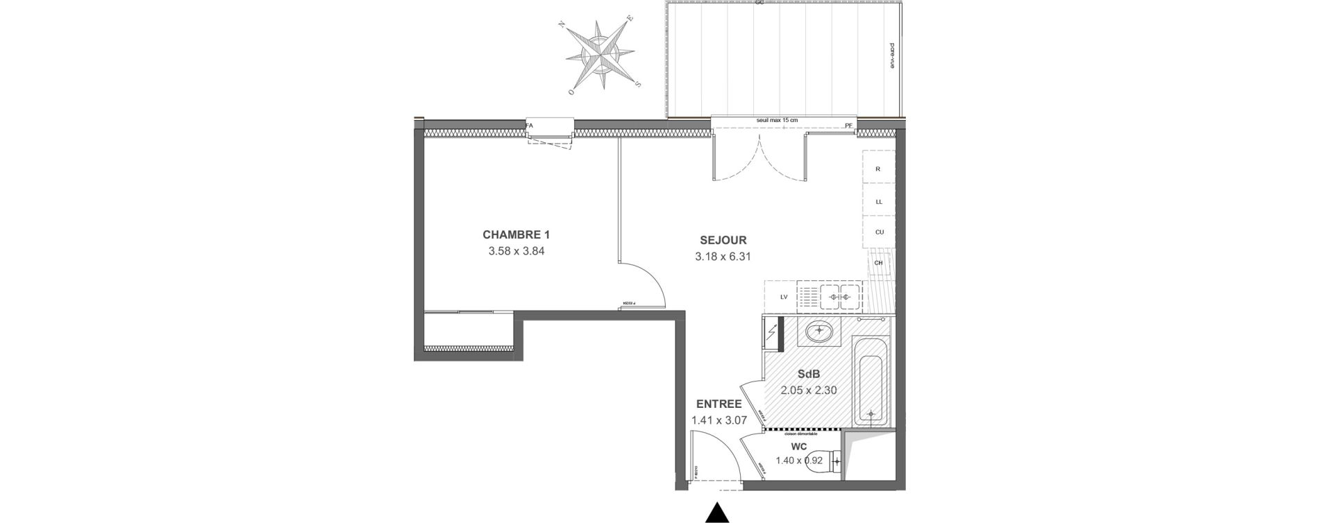 Appartement T2 de 38,55 m2 &agrave; Thonon-Les-Bains Rives - concise