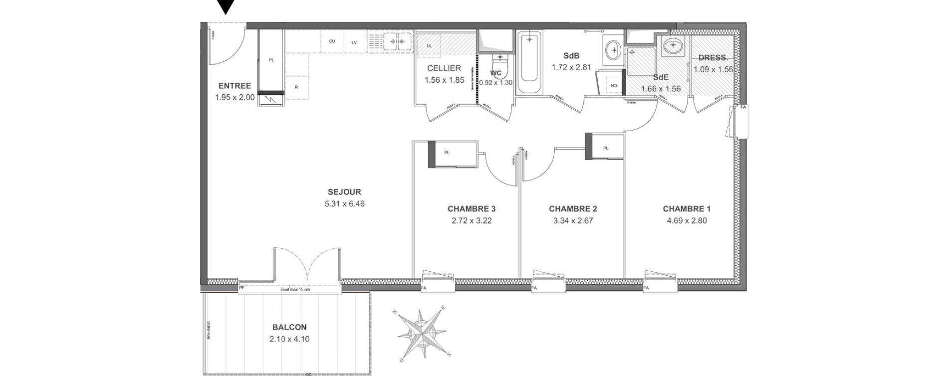 Appartement T4 de 84,42 m2 &agrave; Thonon-Les-Bains Rives - concise