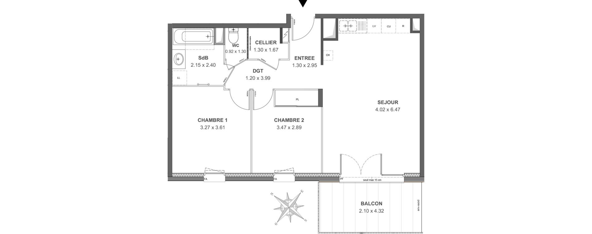 Appartement T3 de 62,01 m2 &agrave; Thonon-Les-Bains Rives - concise