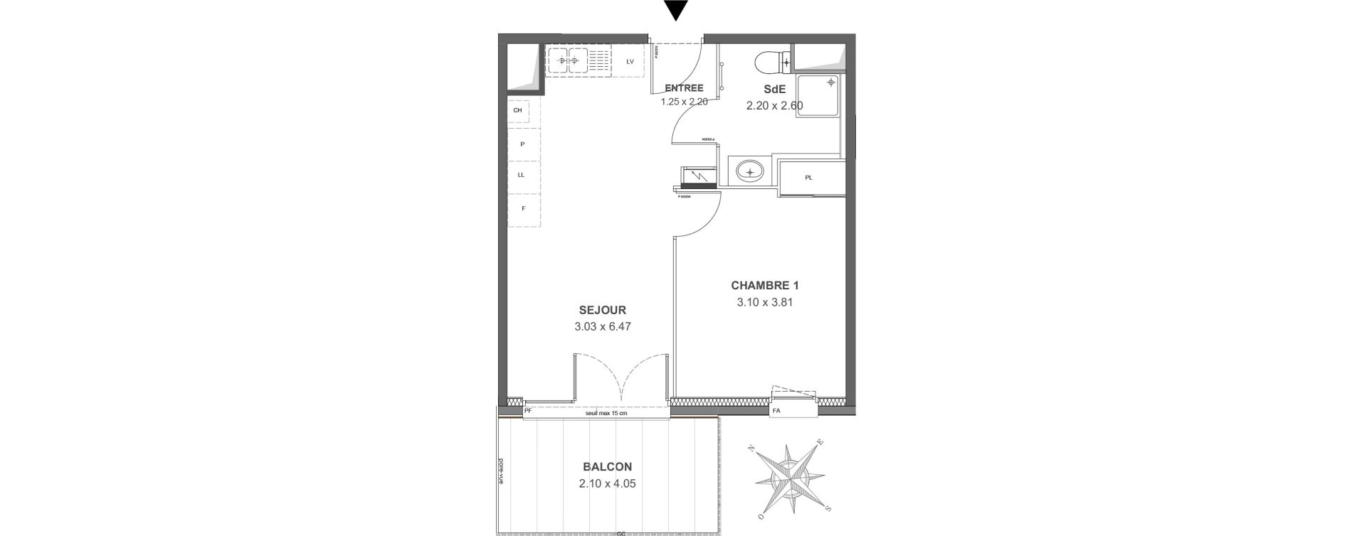 Appartement T2 de 37,87 m2 &agrave; Thonon-Les-Bains Rives - concise