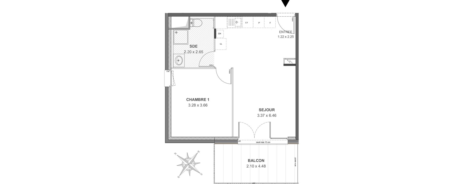 Appartement T2 de 41,49 m2 &agrave; Thonon-Les-Bains Rives - concise