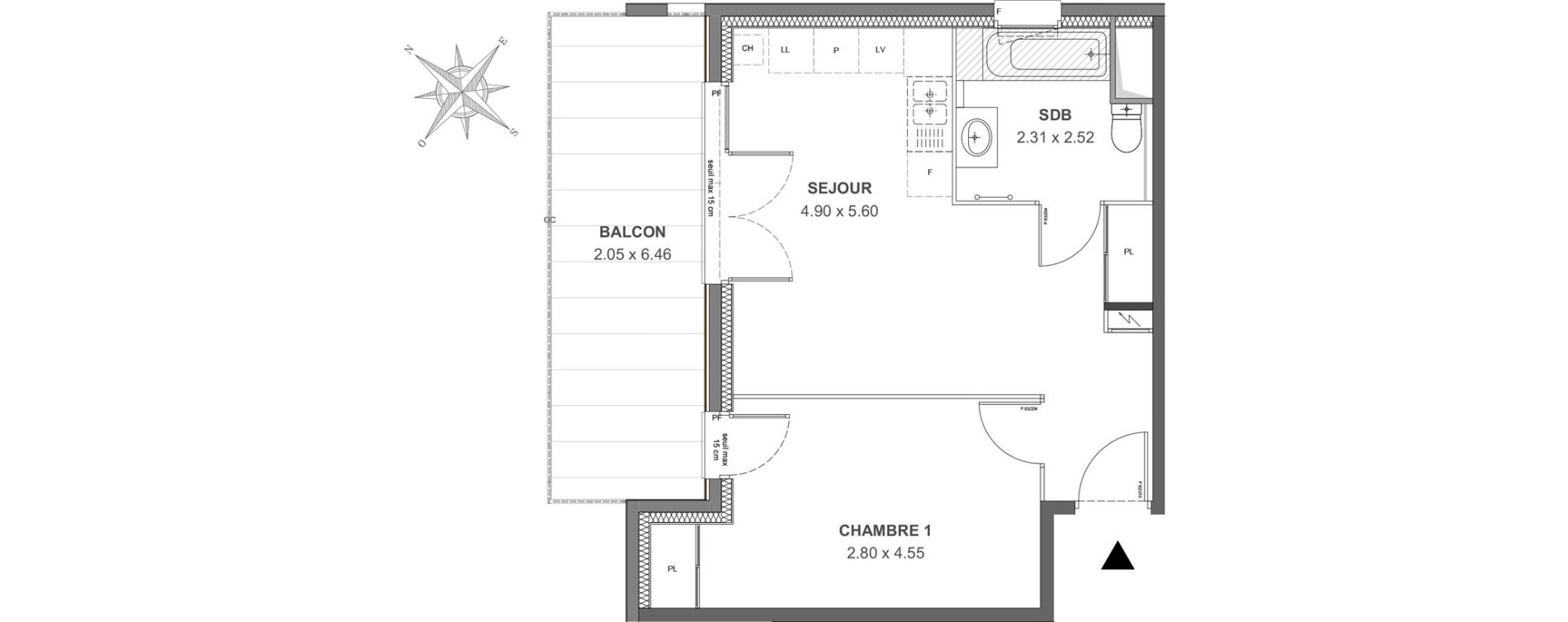 Appartement T2 de 40,92 m2 &agrave; Thonon-Les-Bains Rives - concise