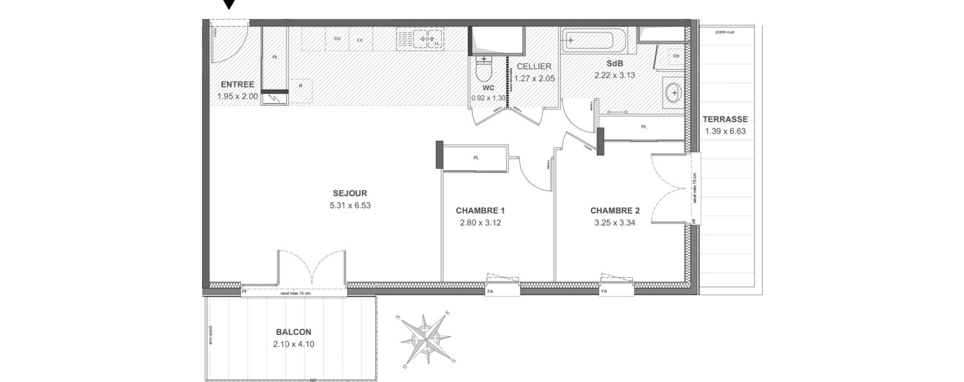 Appartement T3 de 74,30 m2 &agrave; Thonon-Les-Bains Rives - concise