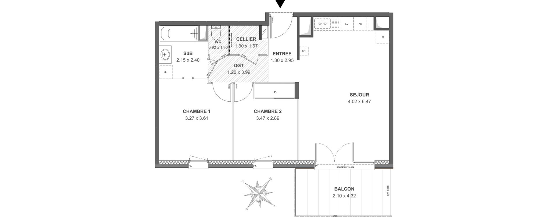 Appartement T3 de 62,01 m2 &agrave; Thonon-Les-Bains Rives - concise