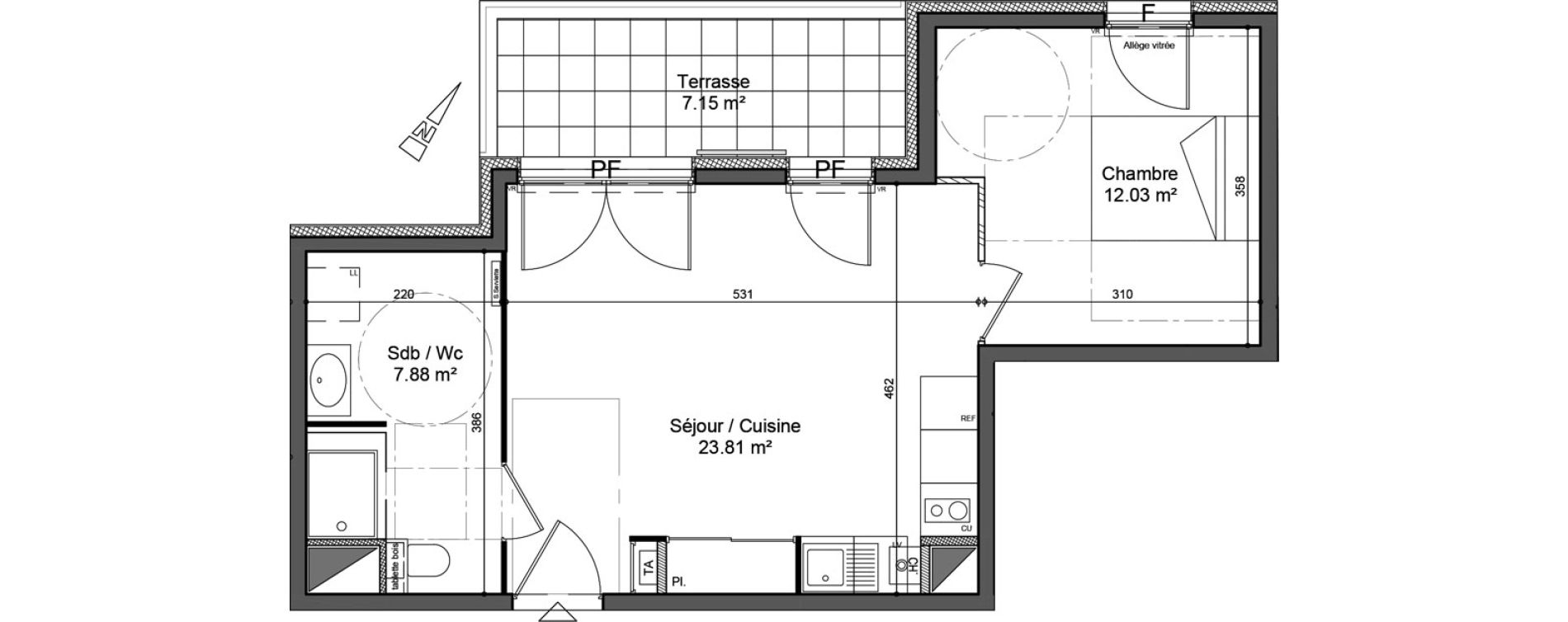 Appartement T2 de 43,72 m2 &agrave; Thonon-Les-Bains Tully - chatelard