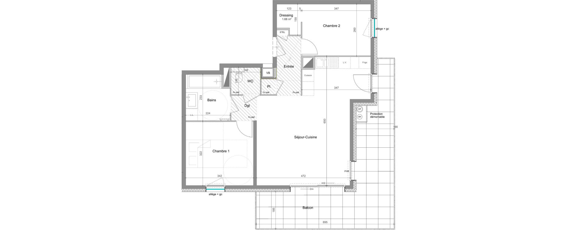 Appartement T3 de 62,49 m2 &agrave; Thonon-Les-Bains Rives - concise