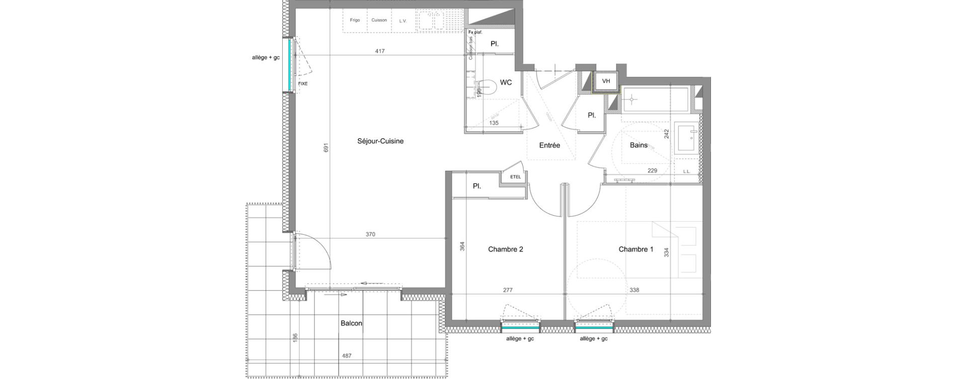 Appartement T3 de 62,77 m2 &agrave; Thonon-Les-Bains Rives - concise