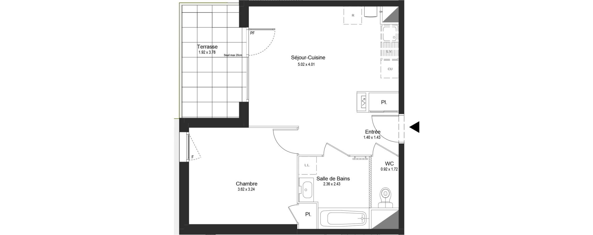 Appartement T2 de 41,68 m2 &agrave; Thonon-Les-Bains L&eacute;man - grangette