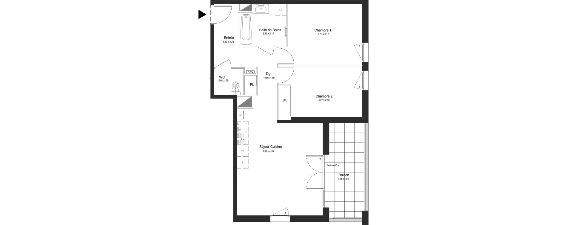 Appartement T3 de 61,36 m2 &agrave; Thonon-Les-Bains L&eacute;man - grangette