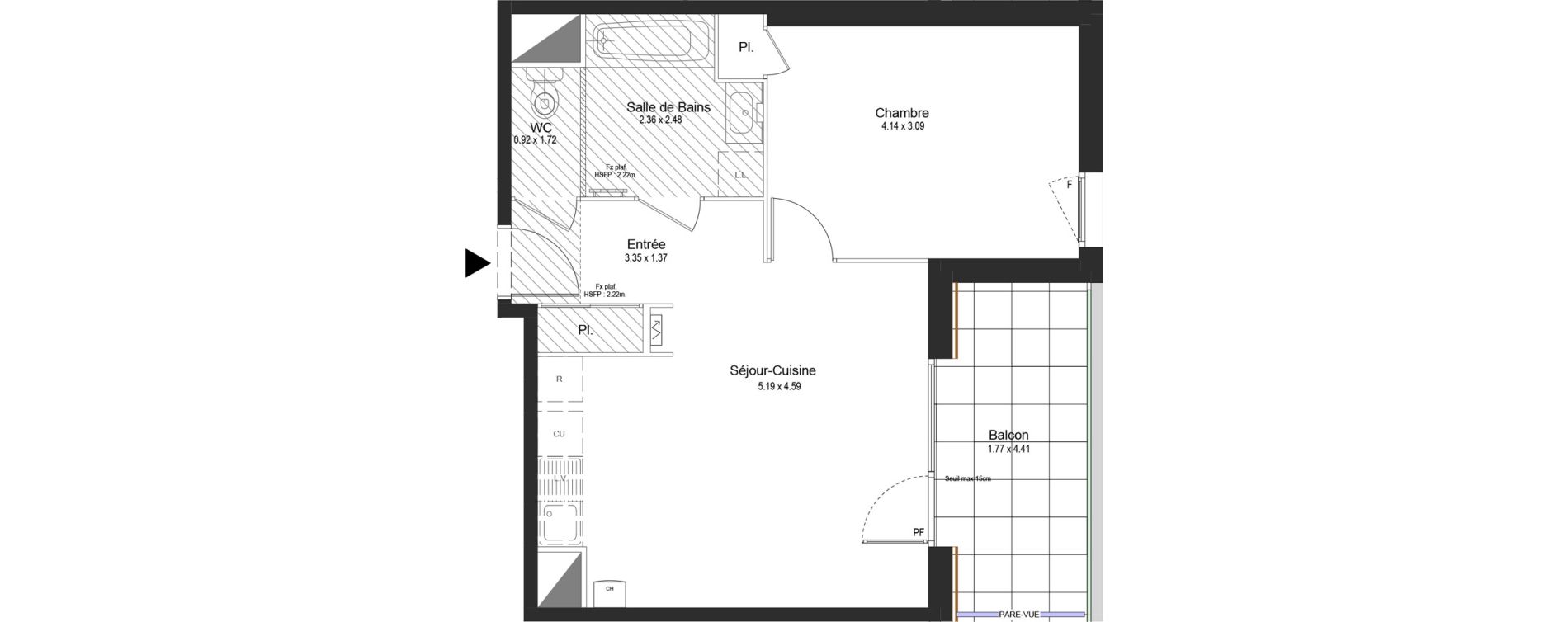 Appartement T2 de 45,95 m2 &agrave; Thonon-Les-Bains L&eacute;man - grangette