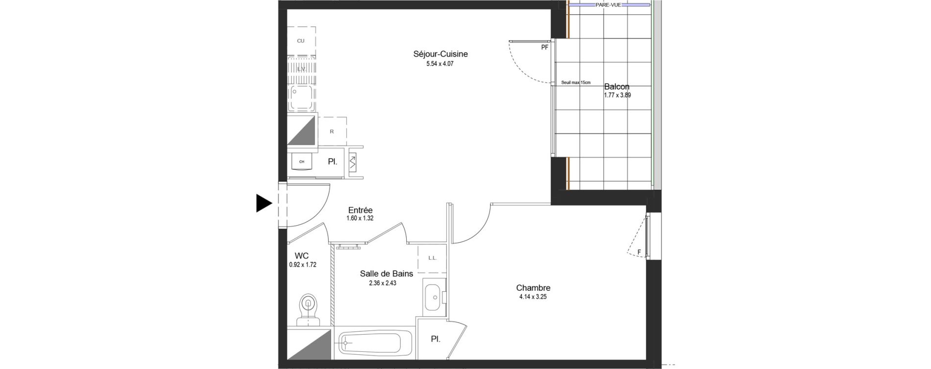 Appartement T2 de 45,17 m2 &agrave; Thonon-Les-Bains L&eacute;man - grangette