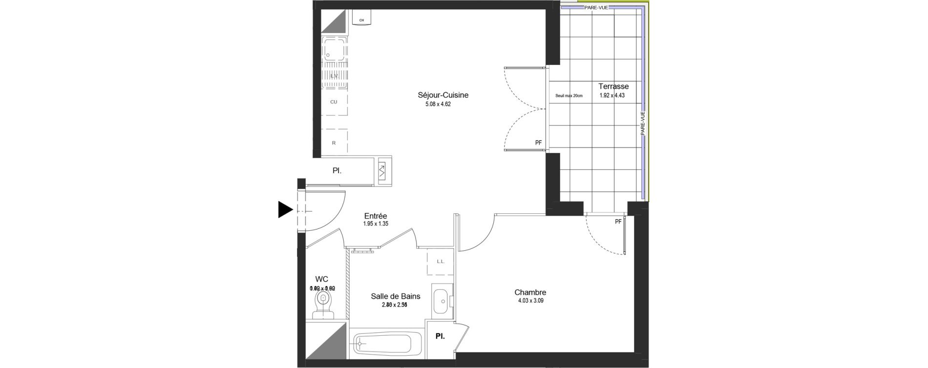 Appartement T2 de 45,48 m2 &agrave; Thonon-Les-Bains L&eacute;man - grangette