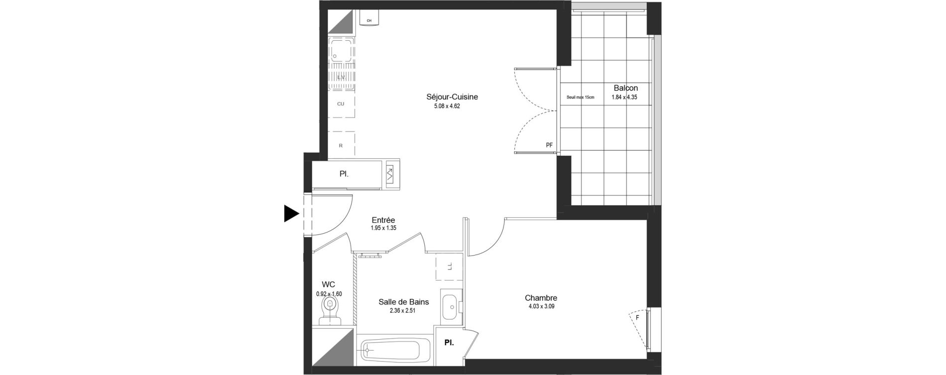 Appartement T2 de 45,48 m2 &agrave; Thonon-Les-Bains L&eacute;man - grangette