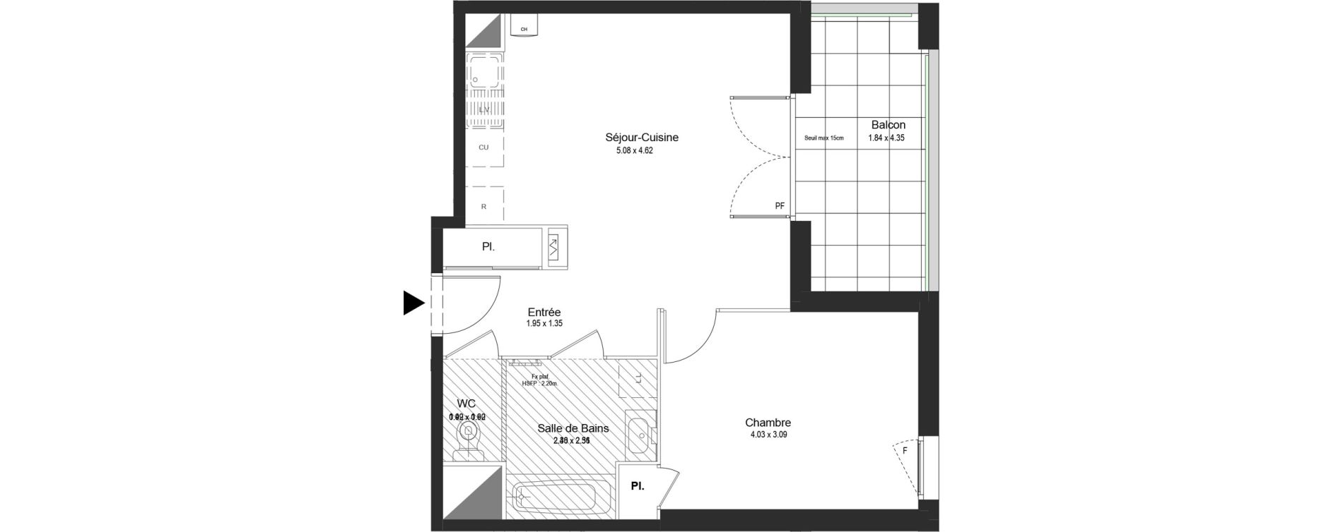 Appartement T2 de 45,48 m2 &agrave; Thonon-Les-Bains L&eacute;man - grangette