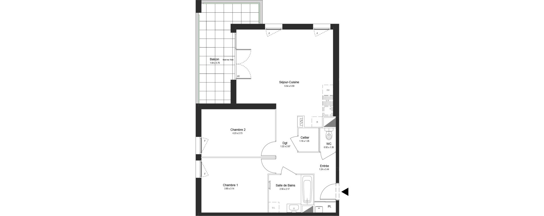 Appartement T3 de 67,87 m2 &agrave; Thonon-Les-Bains L&eacute;man - grangette