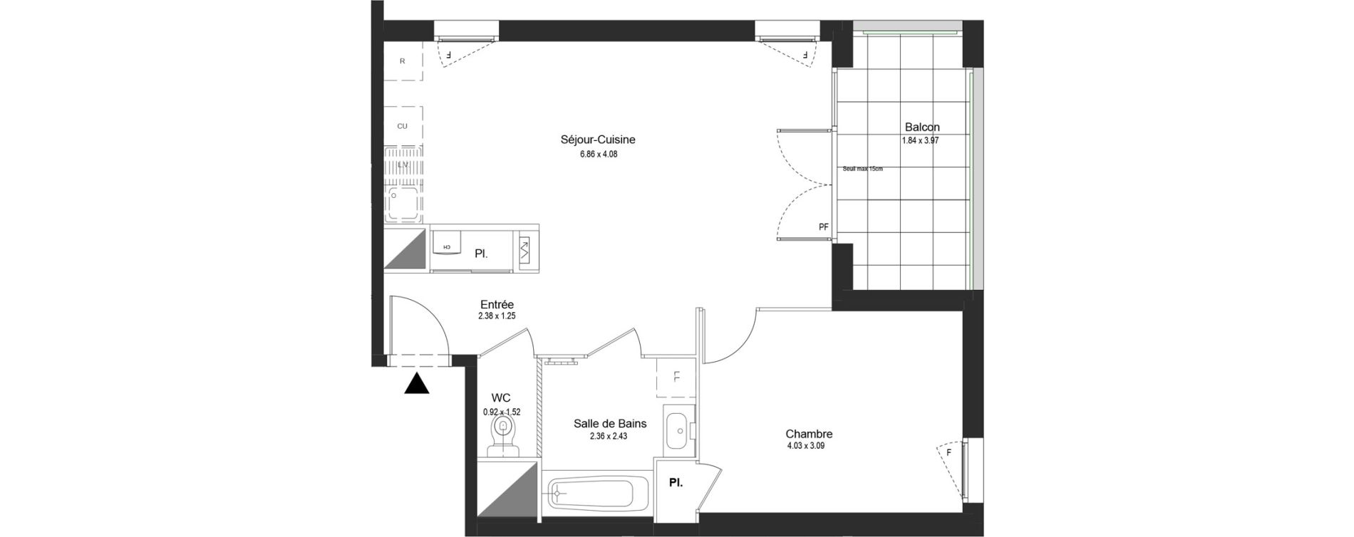 Appartement T2 de 50,08 m2 &agrave; Thonon-Les-Bains L&eacute;man - grangette