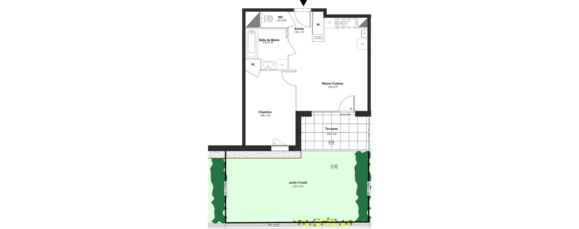 Appartement T2 de 42,80 m2 &agrave; Thonon-Les-Bains L&eacute;man - grangette