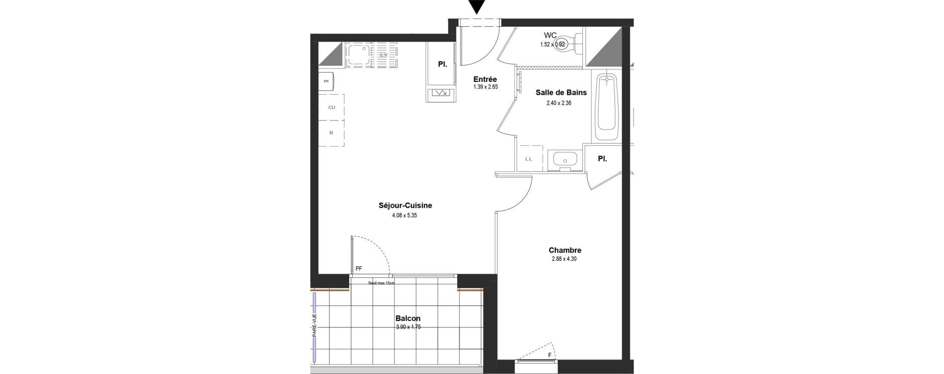 Appartement T2 de 42,50 m2 &agrave; Thonon-Les-Bains L&eacute;man - grangette