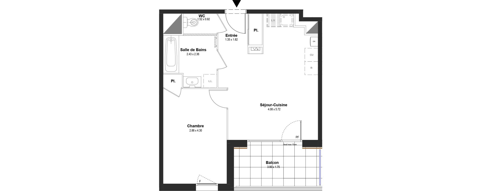 Appartement T2 de 43,07 m2 &agrave; Thonon-Les-Bains L&eacute;man - grangette