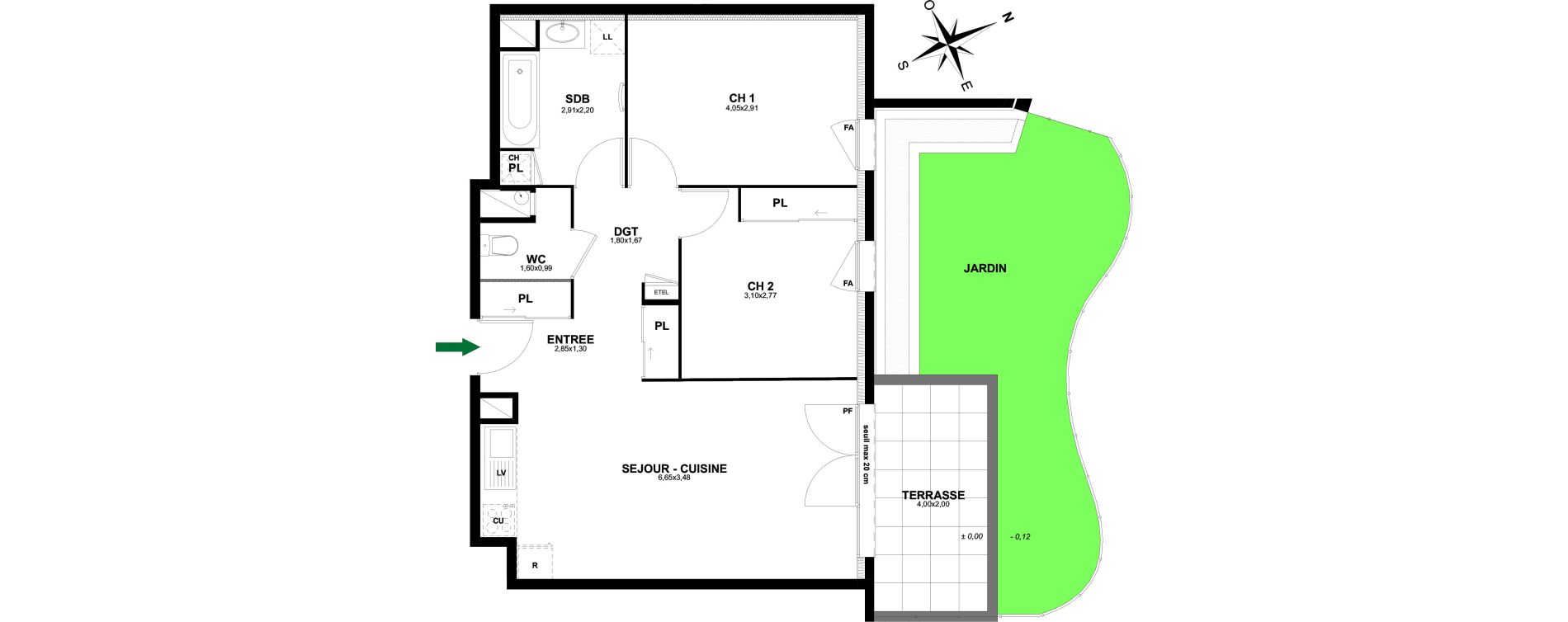 Appartement T3 de 61,24 m2 &agrave; Thonon-Les-Bains Rives - concise