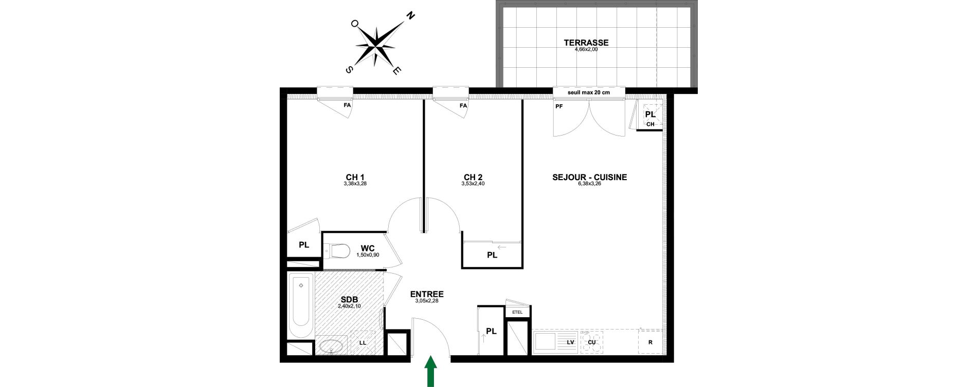 Appartement T3 de 56,68 m2 &agrave; Thonon-Les-Bains Rives - concise