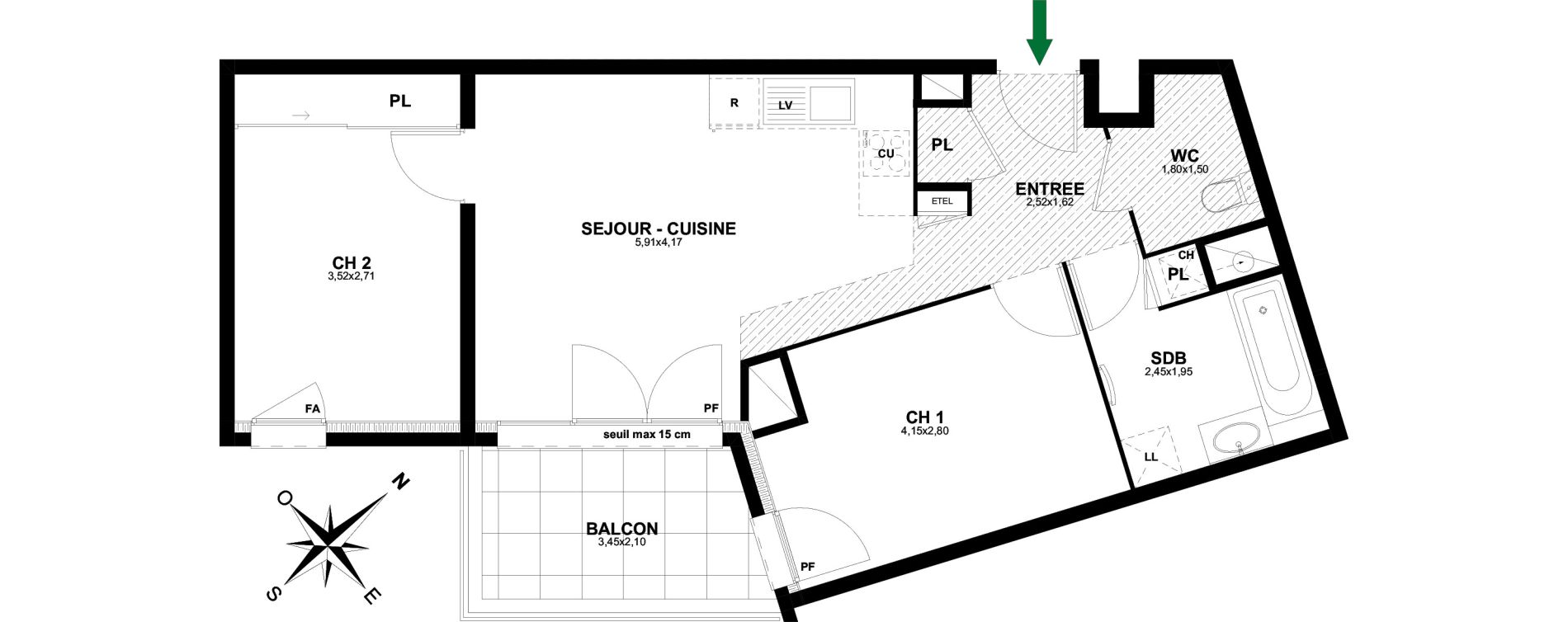 Appartement T3 de 55,72 m2 &agrave; Thonon-Les-Bains Rives - concise