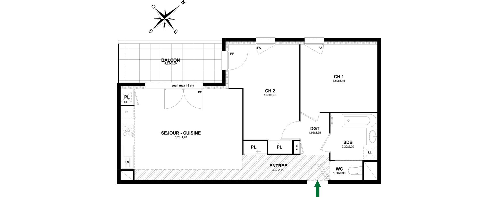 Appartement T3 de 63,72 m2 &agrave; Thonon-Les-Bains Rives - concise