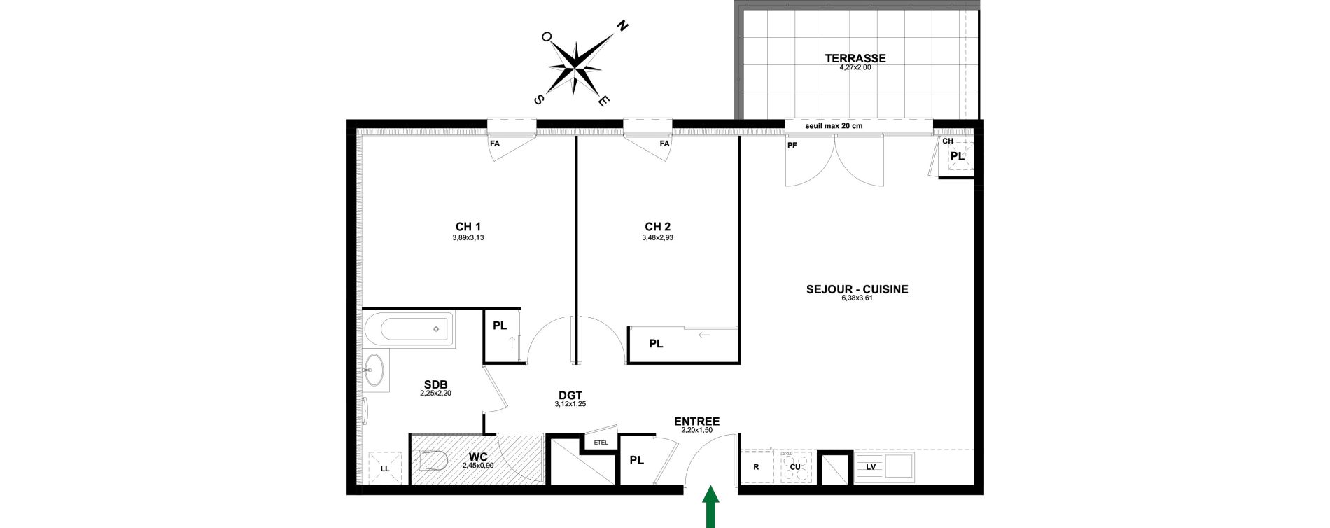 Appartement T3 de 68,19 m2 &agrave; Thonon-Les-Bains Rives - concise