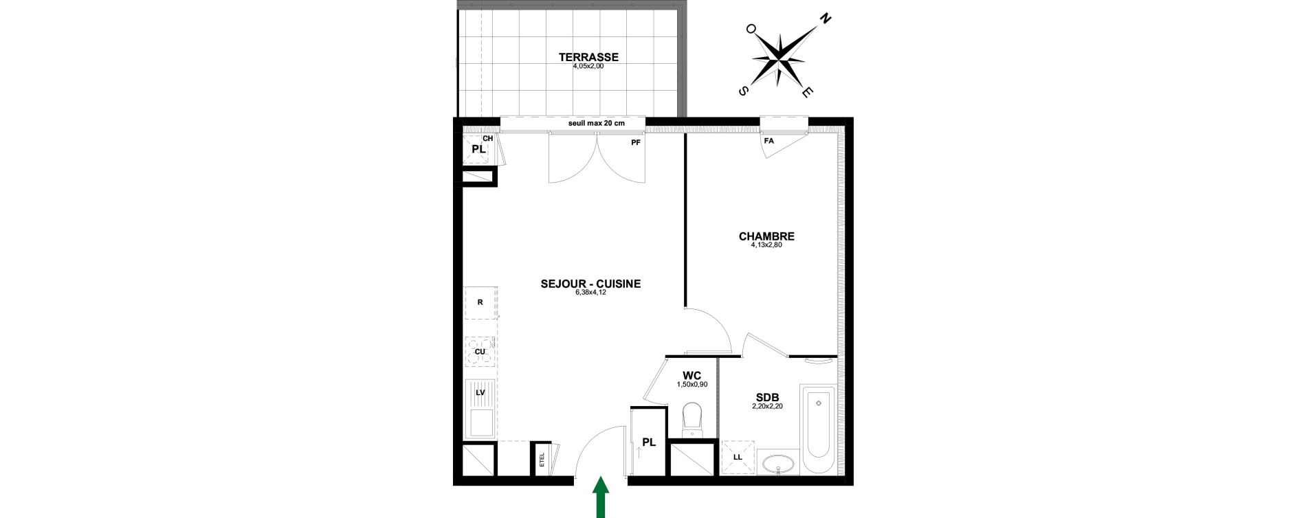 Appartement T2 de 42,22 m2 &agrave; Thonon-Les-Bains Rives - concise