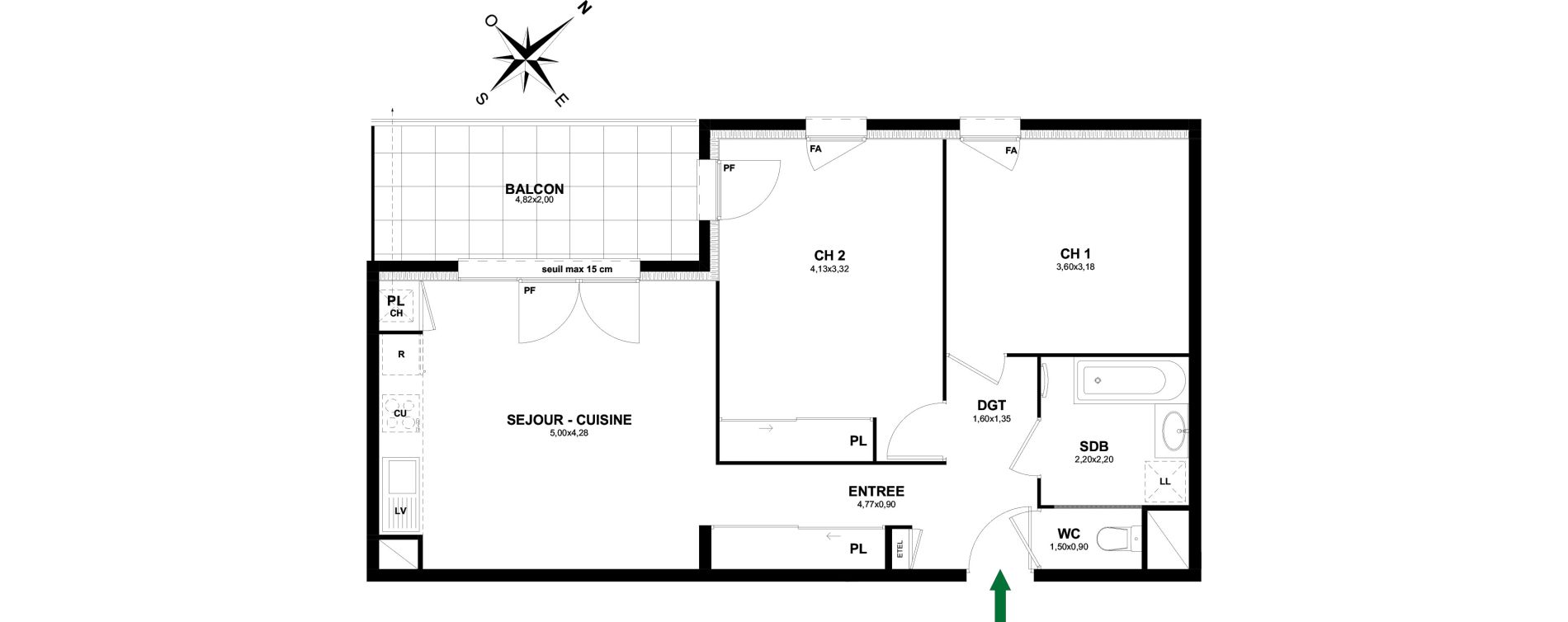 Appartement T3 de 63,37 m2 &agrave; Thonon-Les-Bains Rives - concise