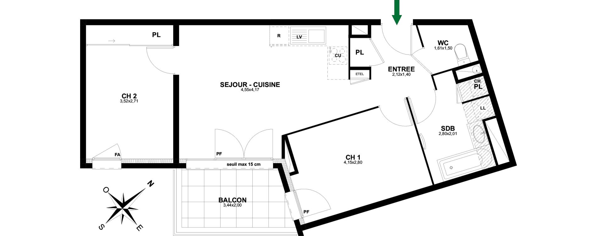 Appartement T3 de 56,02 m2 &agrave; Thonon-Les-Bains Rives - concise