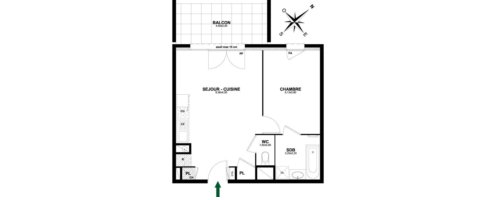 Appartement T2 de 43,25 m2 &agrave; Thonon-Les-Bains Rives - concise